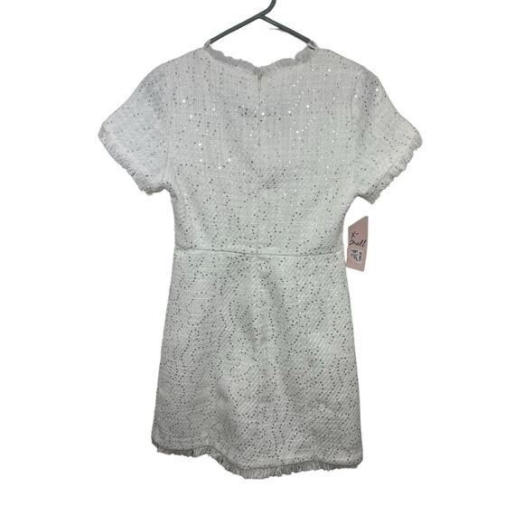 Olivaceous Women’s Sleeveless White Sequin Zipper Lined Dress Small Fringe NWT - Picture 3 of 12